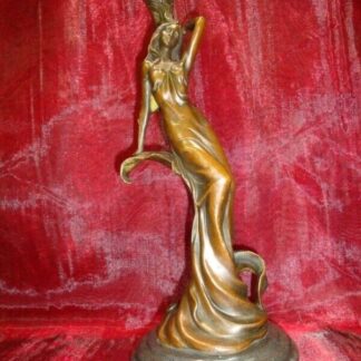Statue Sculpture Bougeoir Demoiselle Romantique Style Art Deco Style Art Nouveau