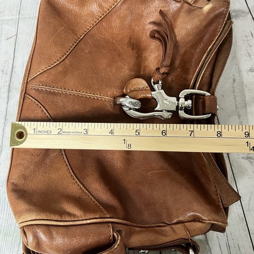 Francesco Biasia Brown Leather Handbag Purse Braided Handle Medium Sized – Image 8