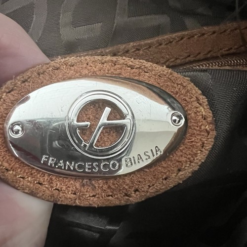 Francesco Biasia Brown Leather Handbag Purse Braided Handle Medium Sized – Image 15