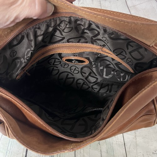 Francesco Biasia Brown Leather Handbag Purse Braided Handle Medium Sized – Image 21