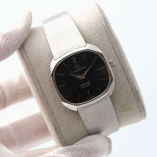 Omega Constellation Quartz 33mm Steel Oval Black Dial Vintage Men's Watch