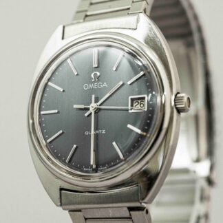 **NEAR MINT** Vintage OMEGA Seamaster Cal.1370 Quartz Push Crown Black Dial Mens