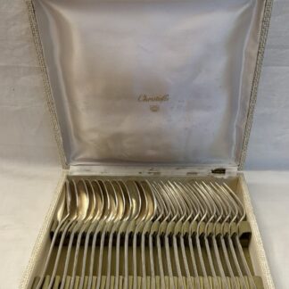 12 CUILLERES + 12 FOURCHETTES  METAL ARGENTE MODELE AMERICA ART DECO CHRISTOFLE
