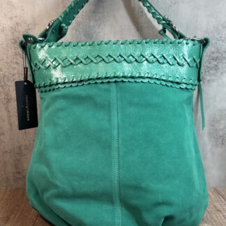 Francesco Biasia Suede Shoulder Bag Emerald Green Sweet Emotion NWT A77102