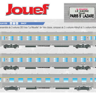 JOUEF HJ4139 ""La Mouette"" set, 3 carriages DEV Inox, A9 + A6 + A9t SNCF