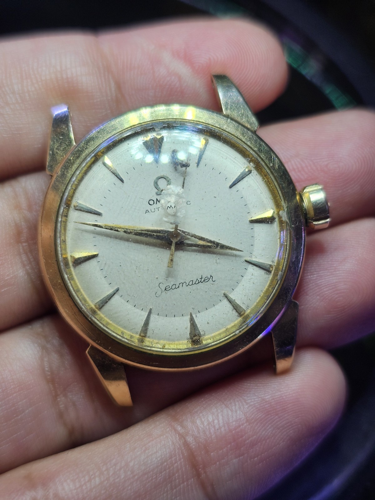 Omega Seasmaster 32mm 14k Gold Filled Mens Vintage Watch, Runs But Needs Work
